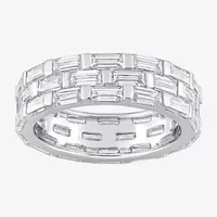 4MM Lab Created White Moissanite Sterling Silver Anniversary Eternity Band