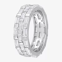 4MM Lab Created White Moissanite Sterling Silver Anniversary Eternity Band