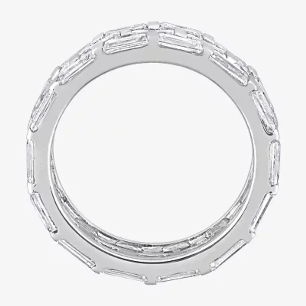 4MM Lab Created White Moissanite Sterling Silver Anniversary Eternity Band
