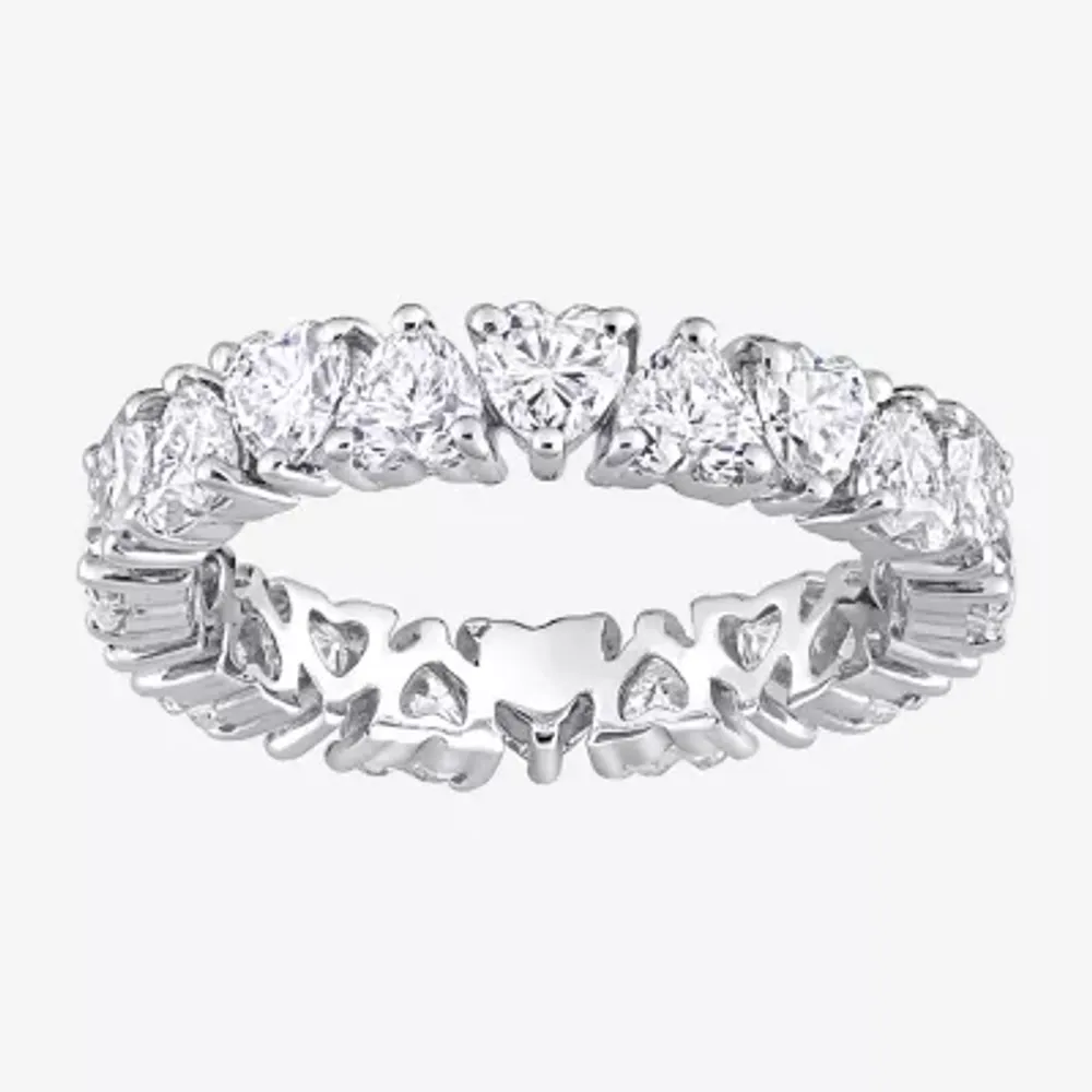 4MM 3 3/8 Ct. T.W. Lab Created White Moissanite Sterling Silver Heart Eternity Wedding Band