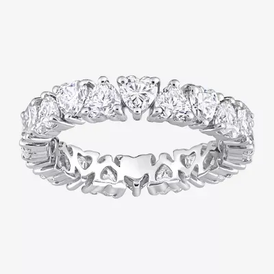 4MM 3 3/8 Ct. T.W. Lab Created White Moissanite Sterling Silver Heart Eternity Wedding Band
