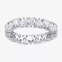 4MM Lab Created White Moissanite Sterling Silver Heart Eternity Wedding Band