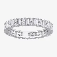 3.5MM Lab Created White Moissanite Sterling Silver Eternity Wedding Band