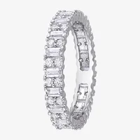 3.5MM Lab Created White Moissanite Sterling Silver Eternity Wedding Band