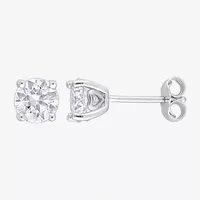 Lab Created White Moissanite Sterling Silver 6mm Stud Earrings