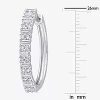 Lab Created White Moissanite Sterling Silver 26mm Hoop Earrings