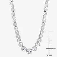 Womens Lab Created White Moissanite Sterling Silver Tennis Necklaces