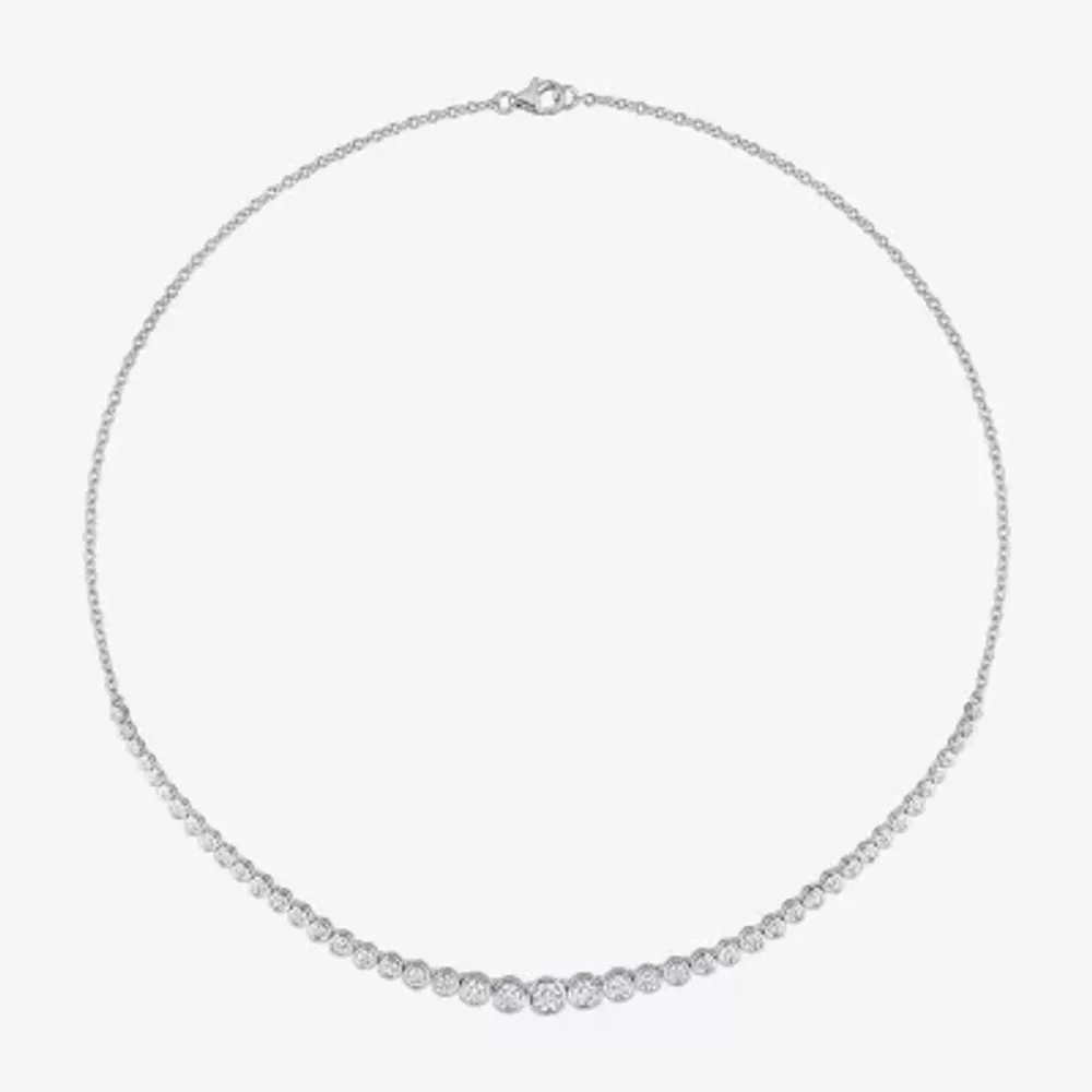 Womens 2 3/4 CT. T.W. Lab Created White Moissanite Sterling Silver Tennis Necklaces