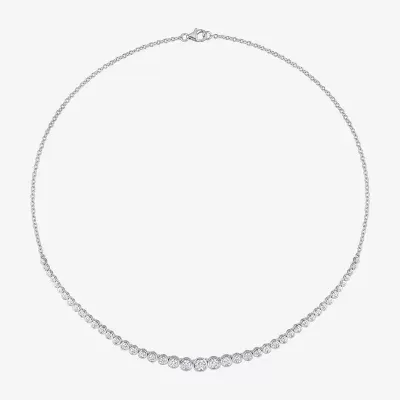 Womens 2 3/4 CT. T.W. Lab Created White Moissanite Sterling Silver Tennis Necklaces