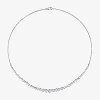 Womens Lab Created White Moissanite Sterling Silver Tennis Necklaces