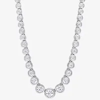 Womens Lab Created White Moissanite Sterling Silver Tennis Necklaces