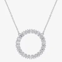 Womens 1 5/8 CT. T.W. Lab Created White Moissanite Sterling Silver Circle Pendant Necklace