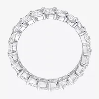 5.5MM Lab Created White Moissanite Sterling Silver Anniversary Eternity Band