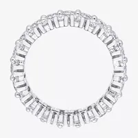 8MM Lab Created White Moissanite Sterling Silver Anniversary Eternity Band