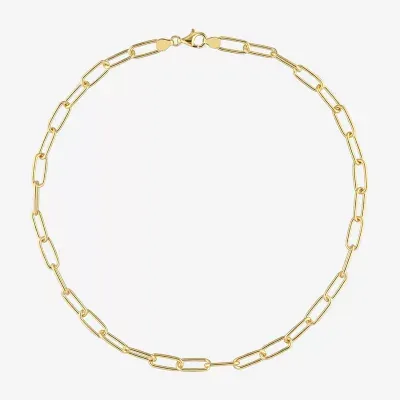 Womens 20 Inch 18K Gold Over Silver Link Necklace Paperclip