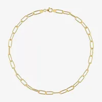 Womens 20 Inch 18K Gold Over Silver Link Necklace Paperclip