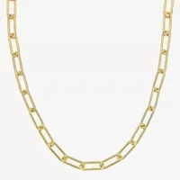 Womens 20 Inch 18K Gold Over Silver Link Necklace Paperclip