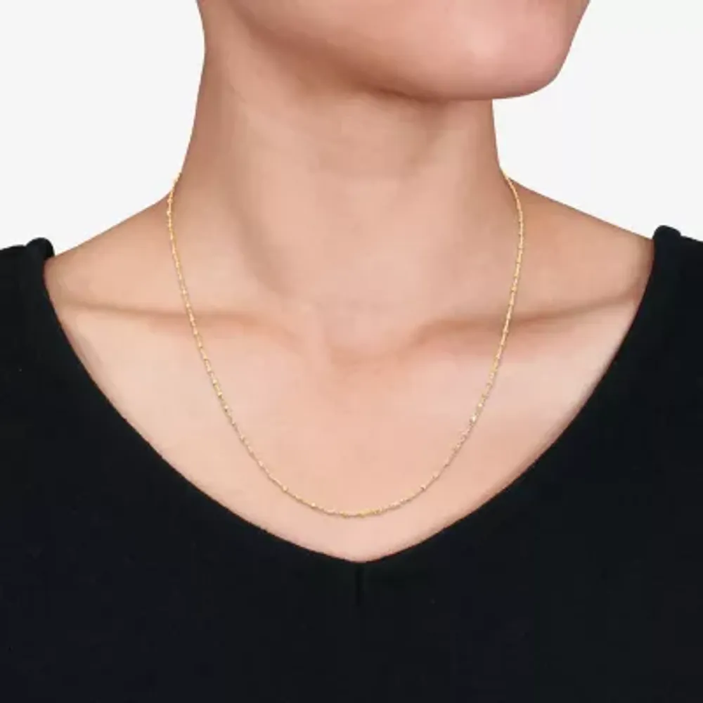 18K Gold Over Silver 18 Inch Solid Bead Chain Necklace