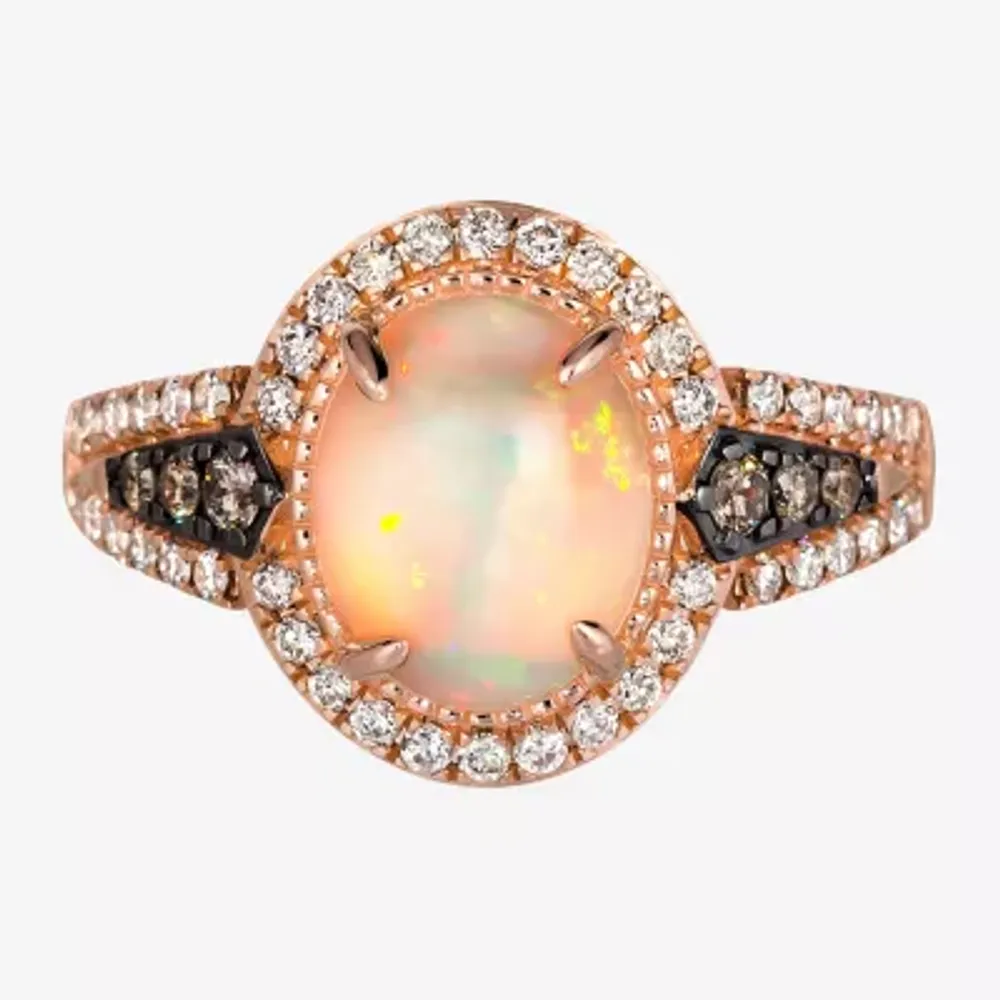 Le Vian® Ring featuring 1  1/5 CT. T.W. Neopolitan Opal™ 1/10 Chocolate Diamonds® 1/3 Nude Diamonds™ set 14K Strawberry Gold®