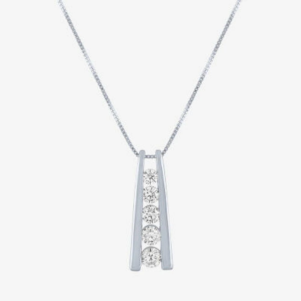 5-Stone Ladder Style (G-H / Si2-I1) Womens 1/3 CT. T.W. Lab Grown White Diamond 10K or Yellow Gold Pendant Necklace