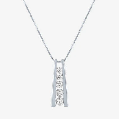 5-Stone Ladder Style (G-H / Si2-I1) Womens 1/3 CT. T.W. Lab Grown White Diamond 10K or Yellow Gold Pendant Necklace