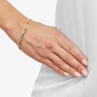 Mens 10K Gold 6.7mm 8.5" Hollow Figaro Bracelet 