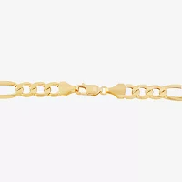 Mens 10K Gold 6.7mm 8.5" Hollow Figaro Bracelet 