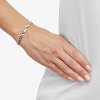 Two-Tone 10K Gold 8" Diamond-Cut Stampato Link Bracelet