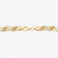 Two-Tone 10K Gold 8" Diamond-Cut Stampato Link Bracelet