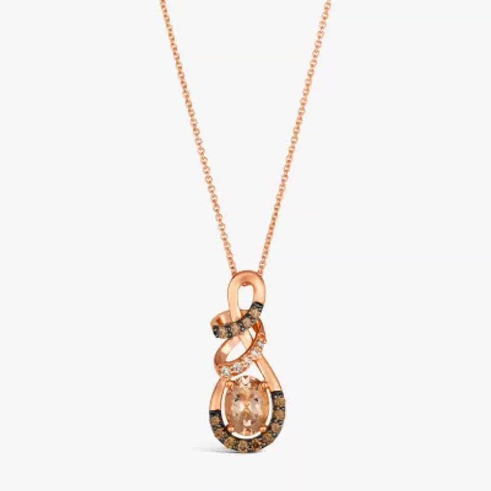 Le Vian® Pendant featuring / CT. Peach Morganite™ 1/4 CT. Chocolate Diamonds® 1/20 CT. Nude Diamonds™ set in 14K Strawberry Gold