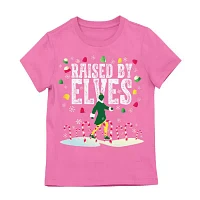 Little & Big Girls Round Neck Short Sleeve Elf Graphic T-Shirt