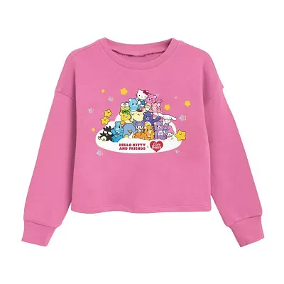 Little & Big Girls Fleece Crew Neck Long Sleeve Care Bears Pullover Sweater