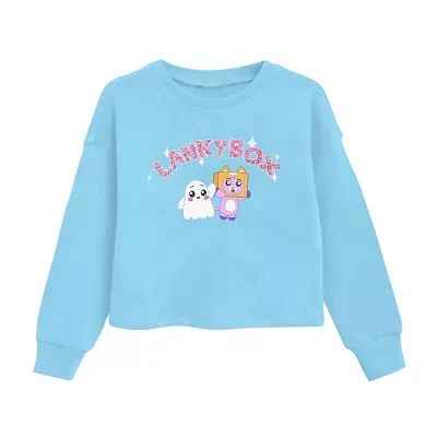 Little & Big Girls Fleece Crew Neck Long Sleeve Lankybox Pullover Sweater