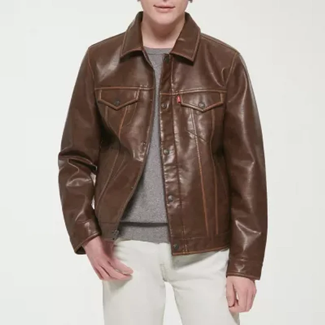 Trucker Jacket Leather Jackets Jcpenney Vintage Leather Mens