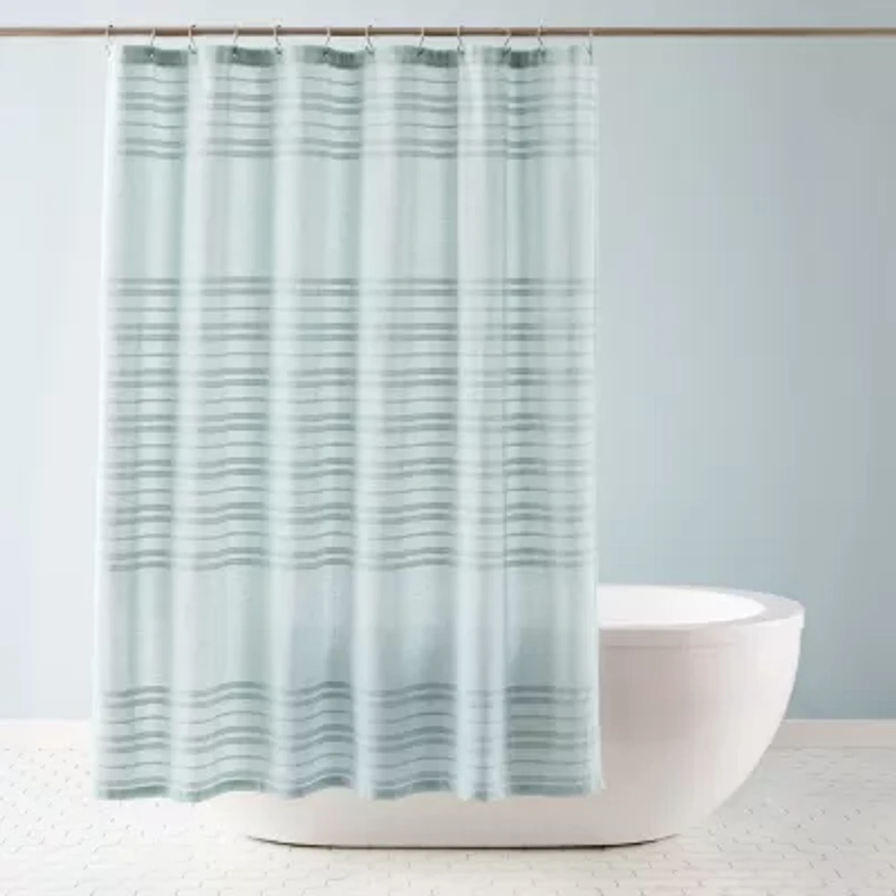 Town And Country Sophia Stripe Aqua Shower Curtain