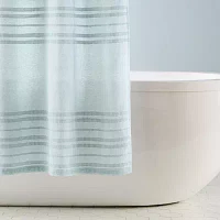 Town And Country Sophia Stripe Aqua Shower Curtain