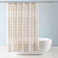 Town And Country Sophia Stripe Tan Shower Curtain