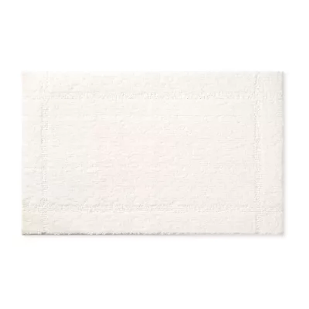 Town And Country Border White Bath Mat