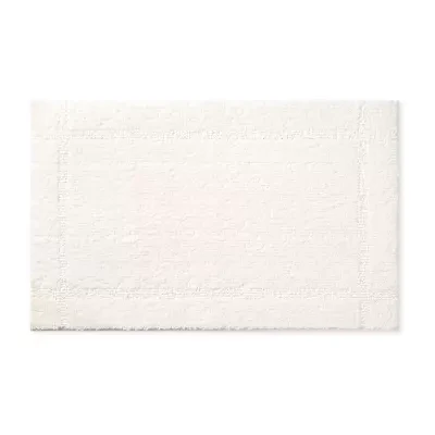 Town And Country Border White Bath Mat