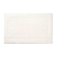 Town And Country Border White Bath Mat