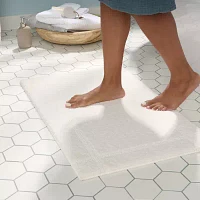 Town And Country Border White Bath Mat