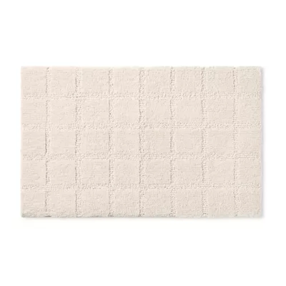 Town And Country Windowpane Beige Bath Mat