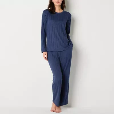 Jaclyn Womens 2-pc. Crew Neck Long Sleeve Capri Pajama Set