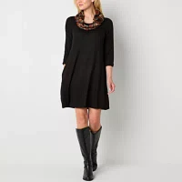 Alyx Womens 3/4 Sleeve Shift Dress With Removable Scarf