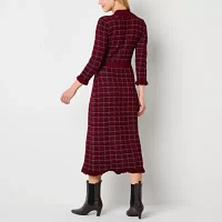 Studio 1 Womens 3/4 Sleeve Midi Sweater Dress