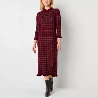 Studio 1 Womens 3/4 Sleeve Midi Sweater Dress