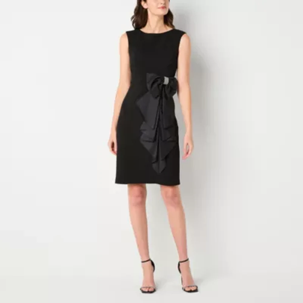 Willow Glenn Womens Bow Sleeveless Sheath Dress