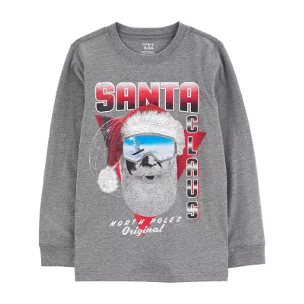 Carter's Little & Big Boys Holiday Crew Neck Long Sleeve Graphic T-Shirt