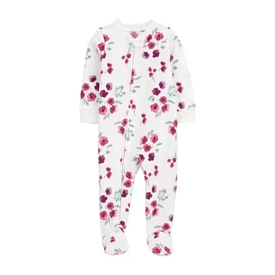 Carter's Toddler Girls Crew Neck Microfleece Long Sleeve Footed Pajamas