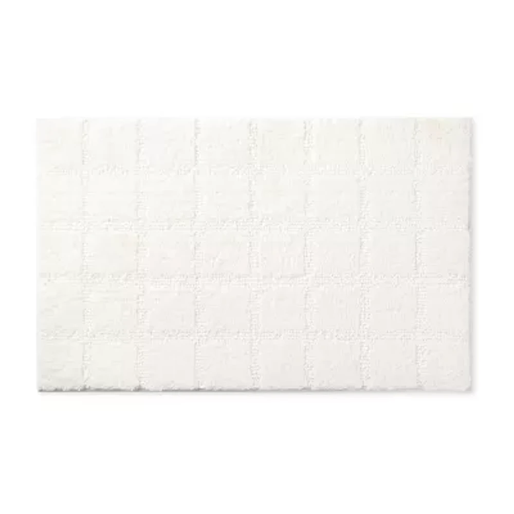Town And Country Windowpane White Bath Rug